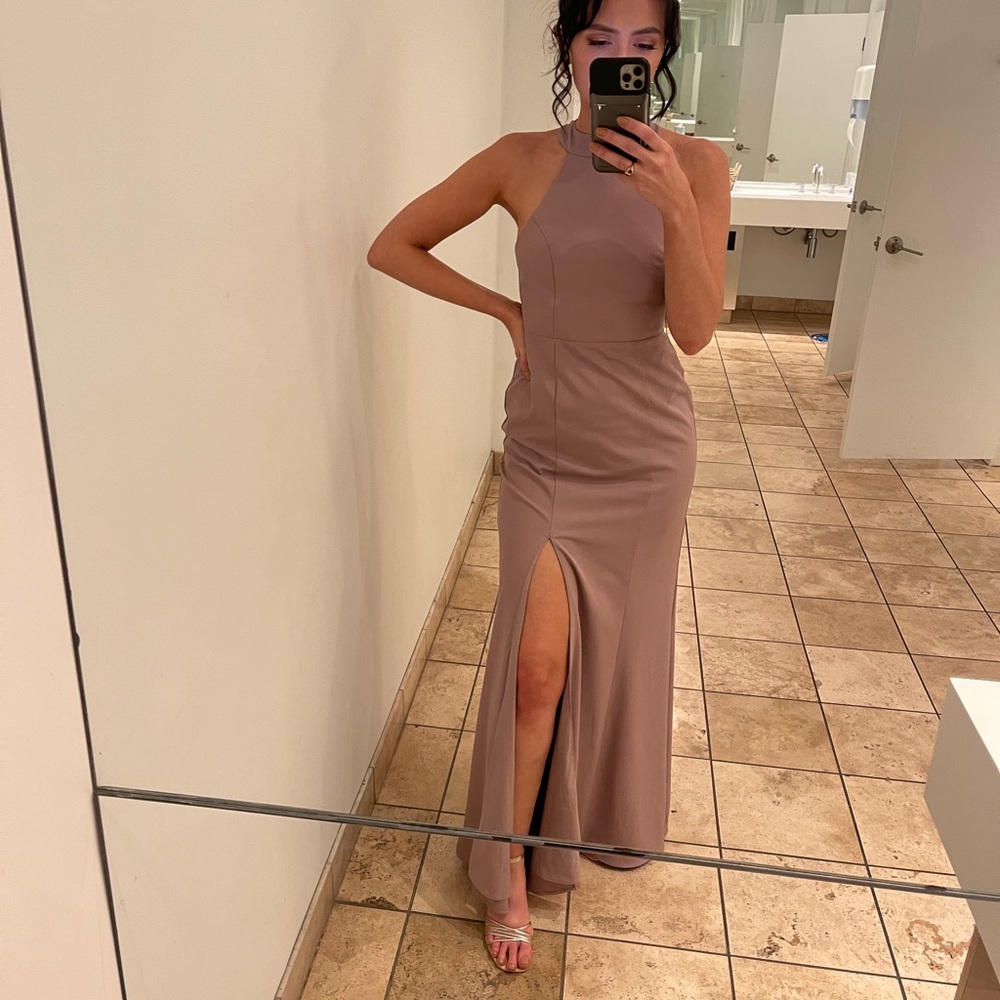 BLHDN Serephina Crepe Maxi Bridesmaid Dress in Lilac Smoke